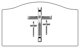 DASHELL-517-SL-WT Silver 3 Crosses White Background
